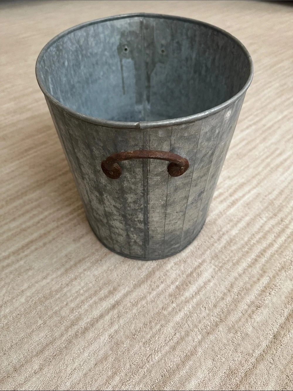 Crate & Barrel Beverage Tub Fluted Galvanized Metal Rustic Cooler Oval